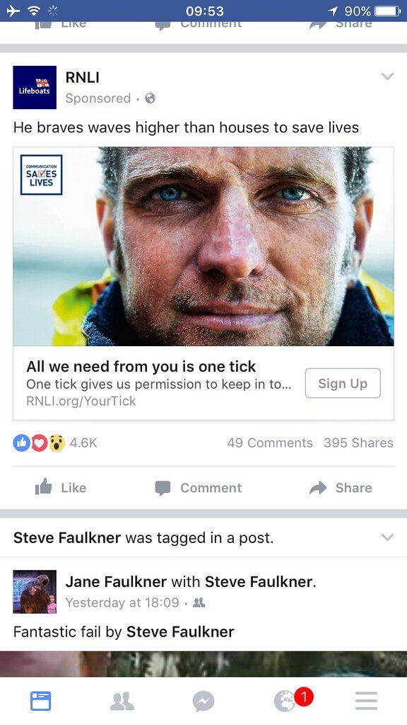 Your Privacy Rights When You Interact with TSF - RNLI opt-in campaign Facebook advert